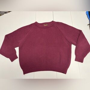 Fisherman knit boxy sweater burgundy